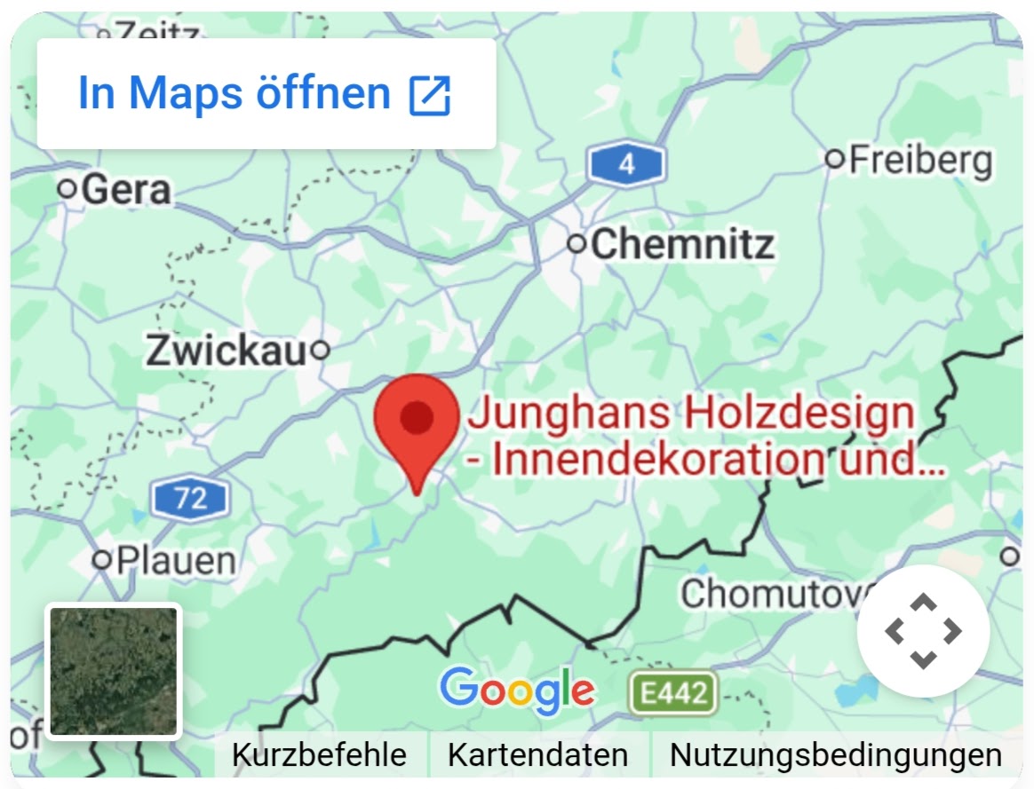 Anfahrtskarte zum Werkstattverkauf Junghans Holzdesign in Zschorlau